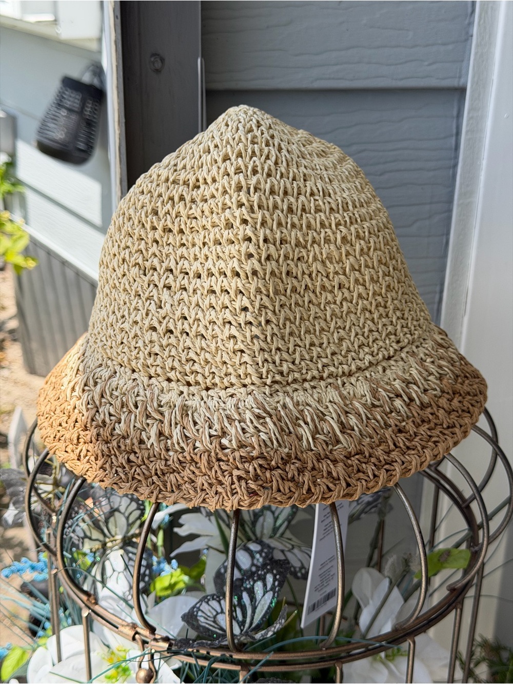 EUGENIA KIM Straw Two-Tone Crochet Bucket Hat - Picture 11 of 16